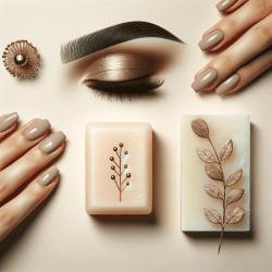 Learn How to Do Soap Brows Easily: Elegant image of styled eyebrows and a natural soap bar on a soft pastel background