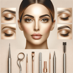 "What is PMU Brows? - An image showcasing the Permanent Makeup Brow process, tools, and results. Designed in a minimalist and elegant style, the image features soft neutral tones, pastel shades, and subtle metallic accents. The balanced composition is perfect for a beauty and lifestyle blog, providing a visual representation of the transformative art of PMU brows.