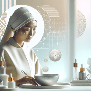 Blog Post: Safe Facials When Pregnant: Tips & Choices. Image: A tranquil setting with a pregnant woman receiving a gentle facial in a spa, featuring minimalist design, soft pastel and neutral colors, and metallic accents