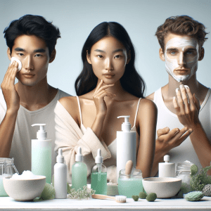 "Reveal Your Glow: The Importance of Facial Cleansing - A portrayal of diverse beauty, with individuals demonstrating various facial cleansing methods for glowing skin."