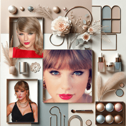 collage of Taylor swift beauty trends 2024